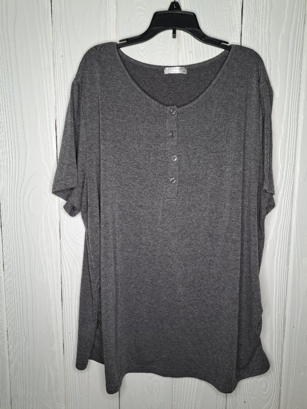 Ekoaer Soft Maternity/Nursing Shirt XXL Gray Stretch Sides Button Front